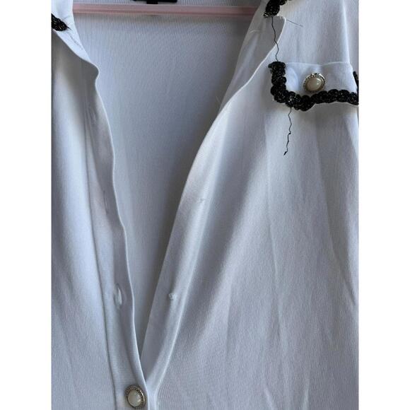 Alexia Admor White Odette Button Down Mini Dress Size L (Missing Button) - Picture 5 of 6